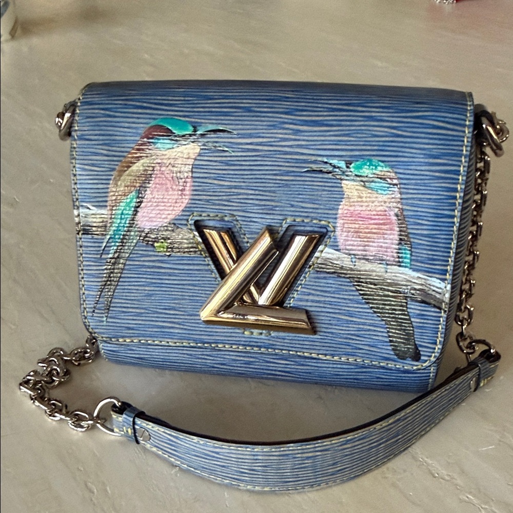 LV Blue Designer Crossbody Bag with Bird Design